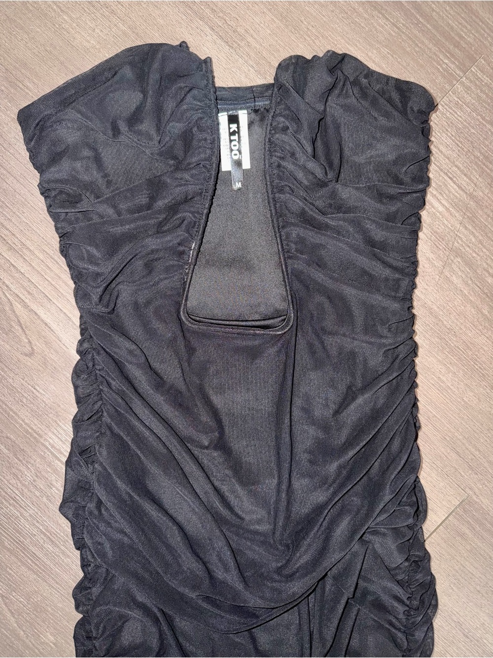 K TOO Mesh Ruched Strapless Bodycon Dress